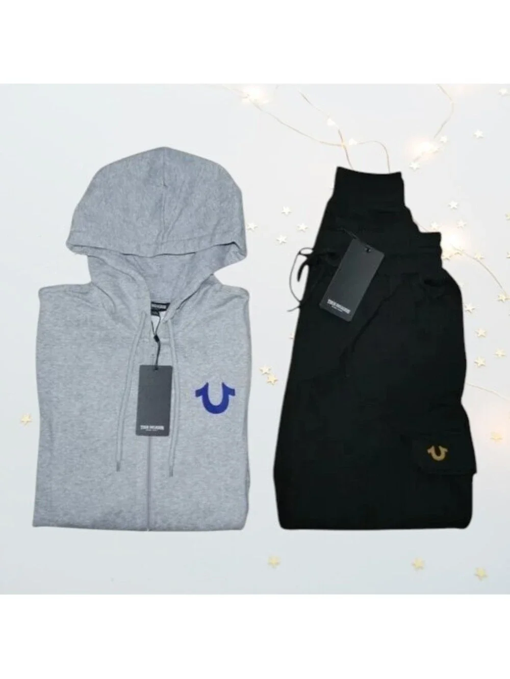 True Religion 2 Piece Outfit Men's Size L Fleece Tracksuit Sweatsuit Outfit NWT